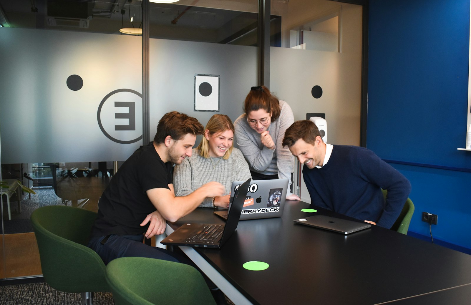 Team reviewing a website design together